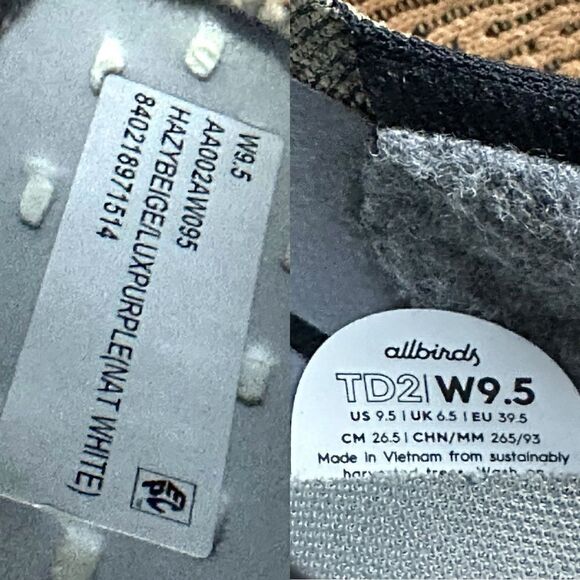 ALLBIRDS LIMITED EDITION Hazy Beige/Lux Purple (White Sole) Tree Dasher 2 Sz 9.5 - Picture 12 of 16